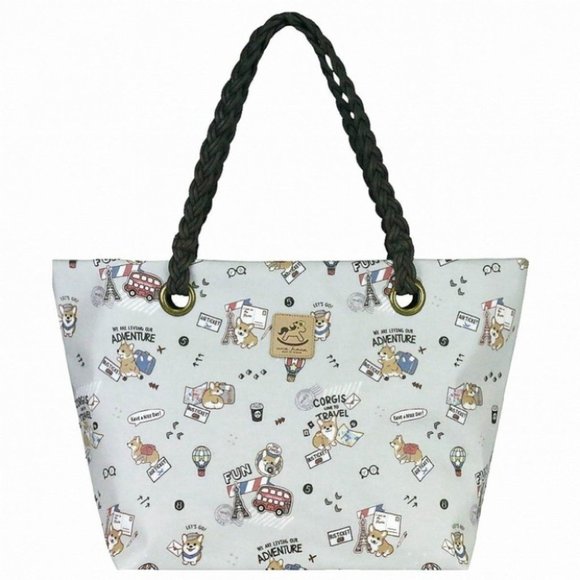 Uma Hana Handbags - Waterproof Corgi Woven Tote Shoulder Bag